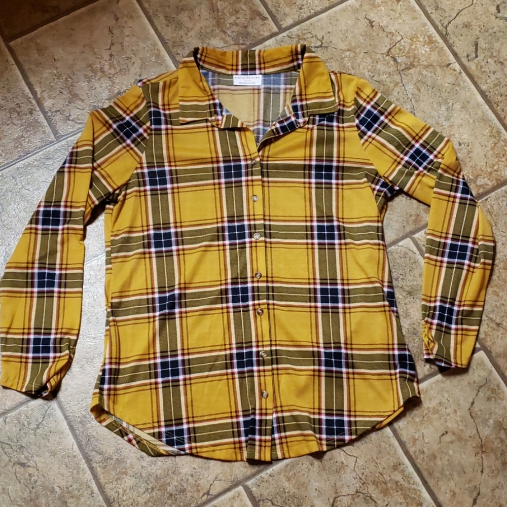 Plaid Button Down Blouse